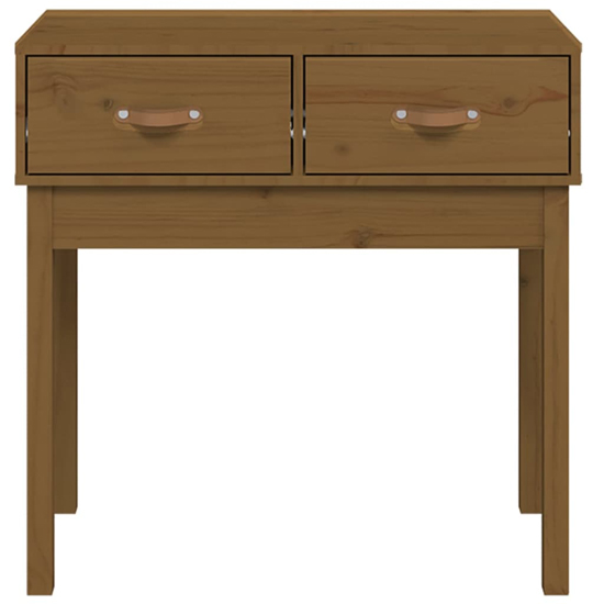 Alanya Pinewood Console Table With 2 Drawers In Honey Brown