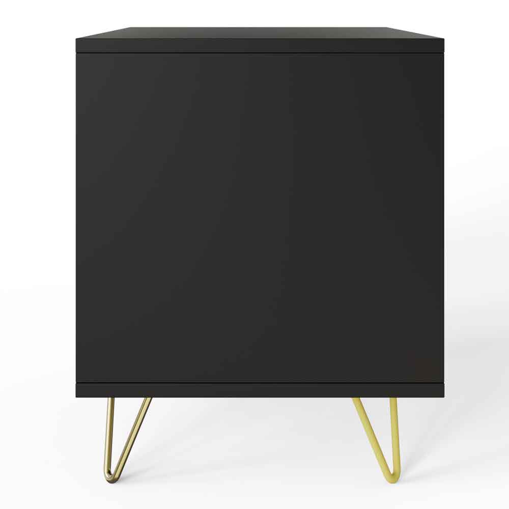 Alara Wooden Bedside Cabinet with 2 Drawers in Black
