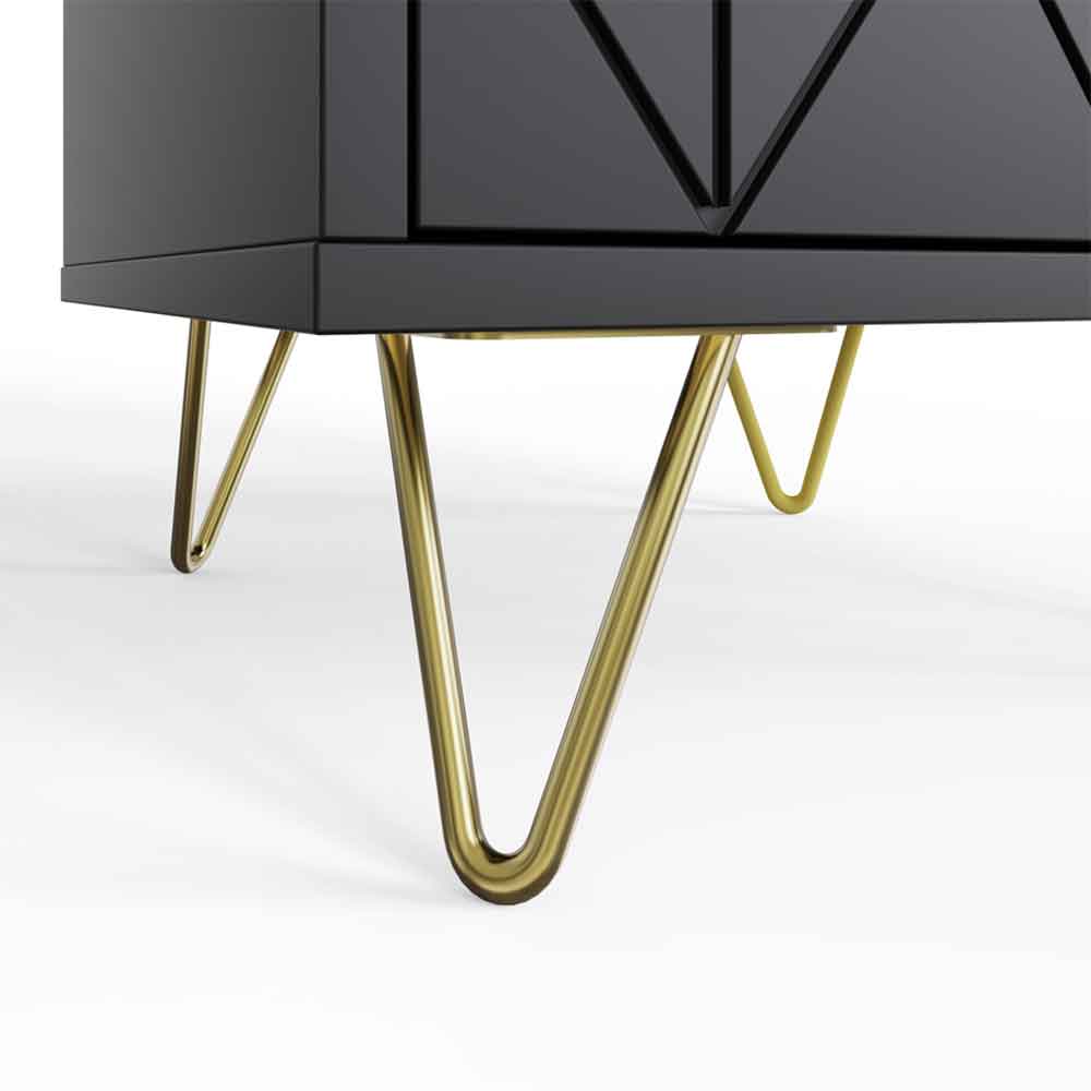Alara Wooden Bedside Cabinet with 2 Drawers in Black