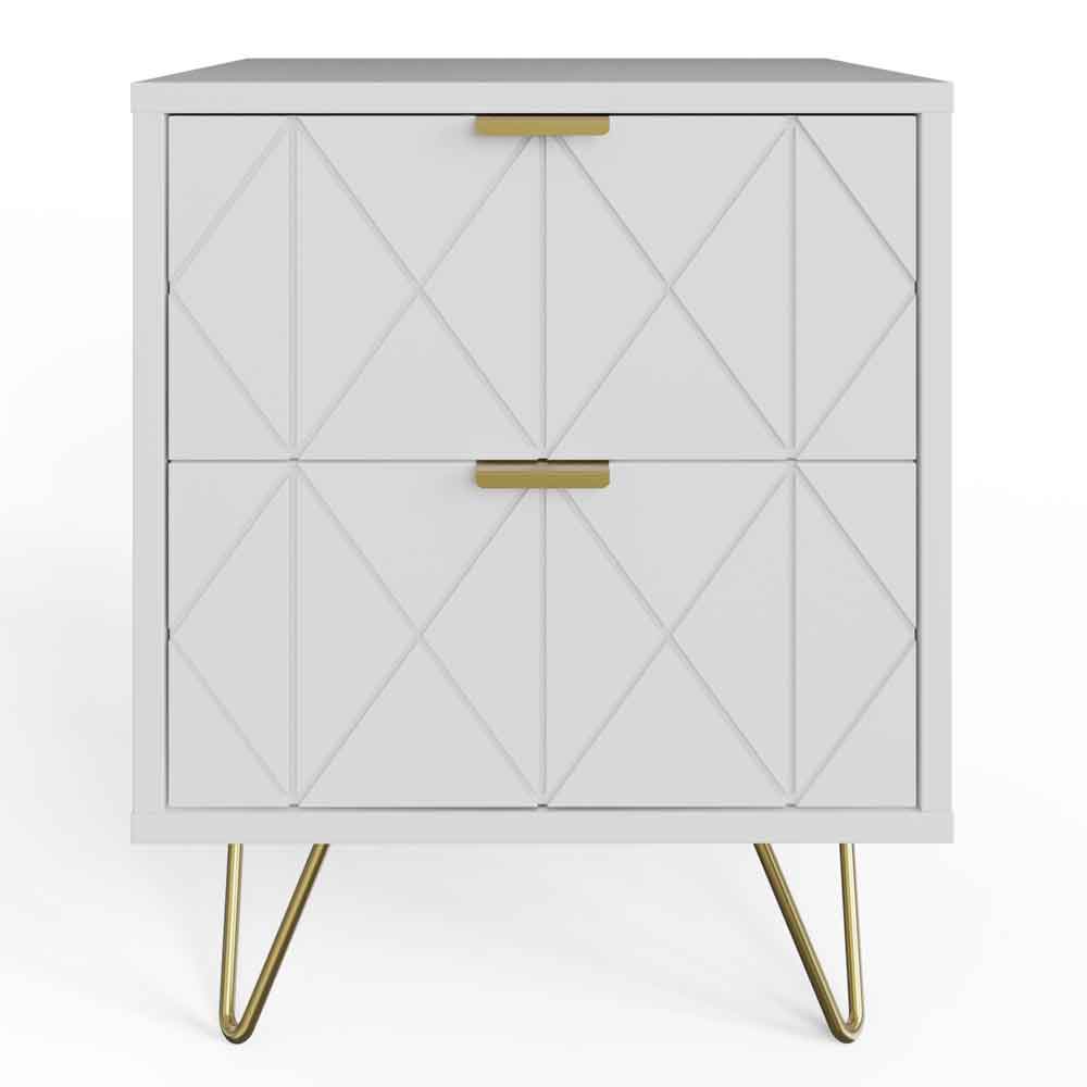Alara Wooden Bedside Cabinet with 2 Drawers in White