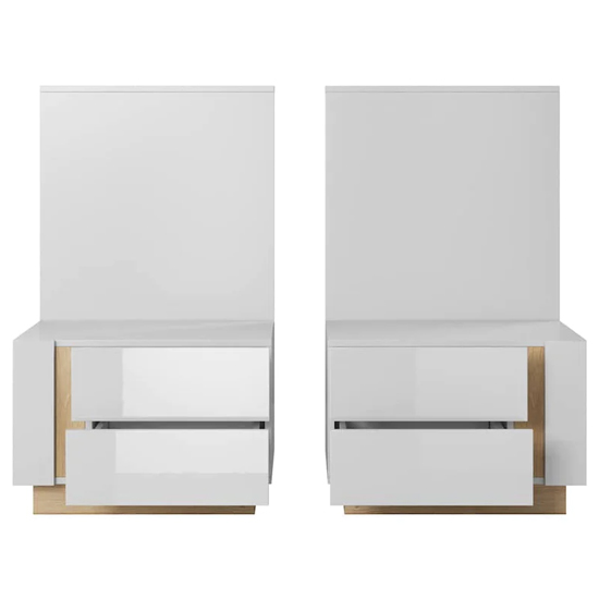 Alaro Gloss Set Of 2 Bedside Cabinets In White With LED
