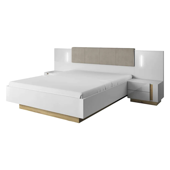 Alaro Gloss Set Of 2 Bedside Cabinets In White With LED