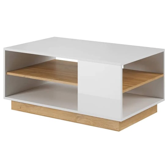 Read more about Alaro high gloss coffee table in white with undershelf
