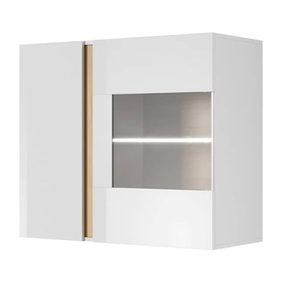 Alaro High Gloss Display Cabinet Wall 2 Doors In White With LED