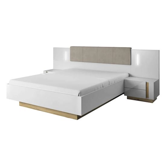 Alaro High Gloss King Size Bed In White