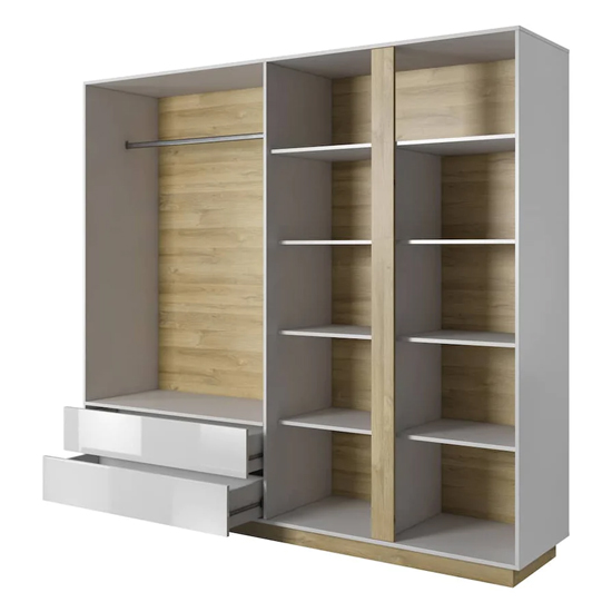 Alaro High Gloss Mirrored Wardrobe With 4 Doors In White