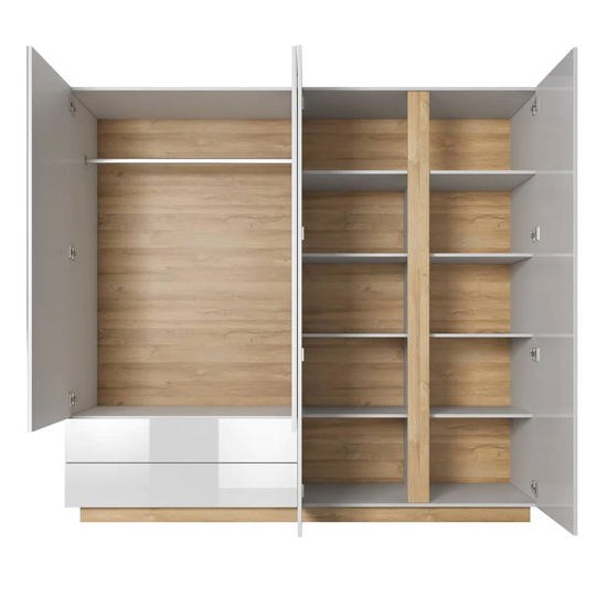 Alaro High Gloss Mirrored Wardrobe With 4 Doors In White
