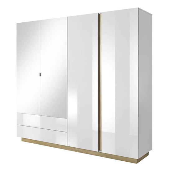 Read more about Alaro high gloss mirrored wardrobe with 4 doors in white