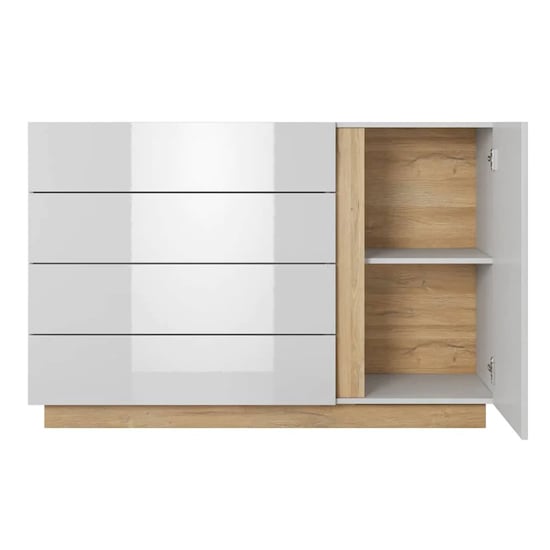 Alaro High Gloss Sideboard With 1 Door 4 Drawers In White