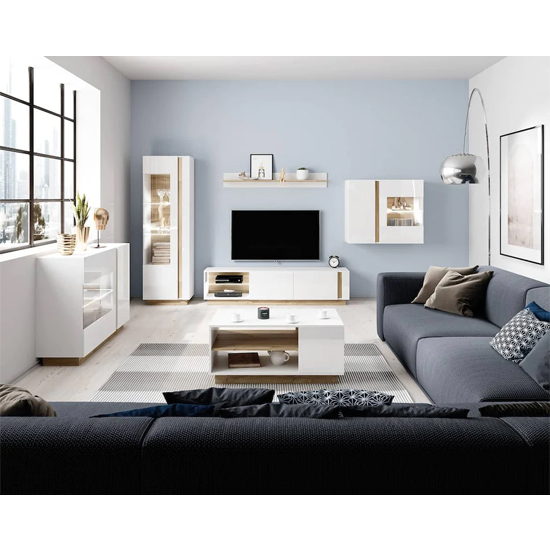 Alaro High Gloss Sideboard With 3 Doors In White