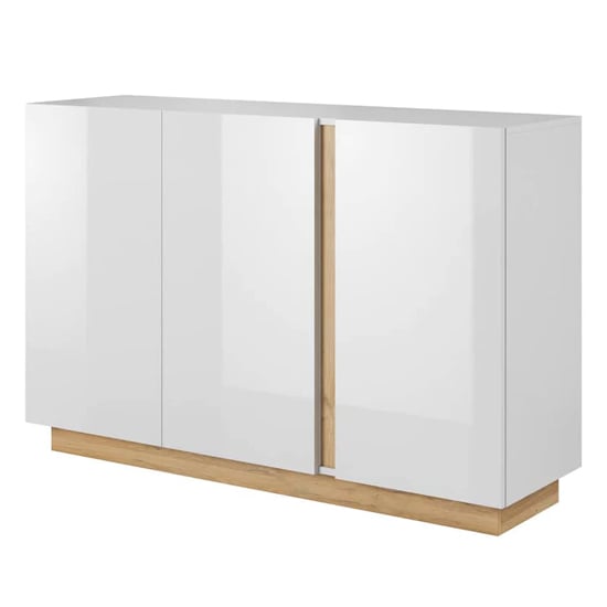 Product photograph of Alaro High Gloss Sideboard With 3 Doors In White from Furniture in Fashion
