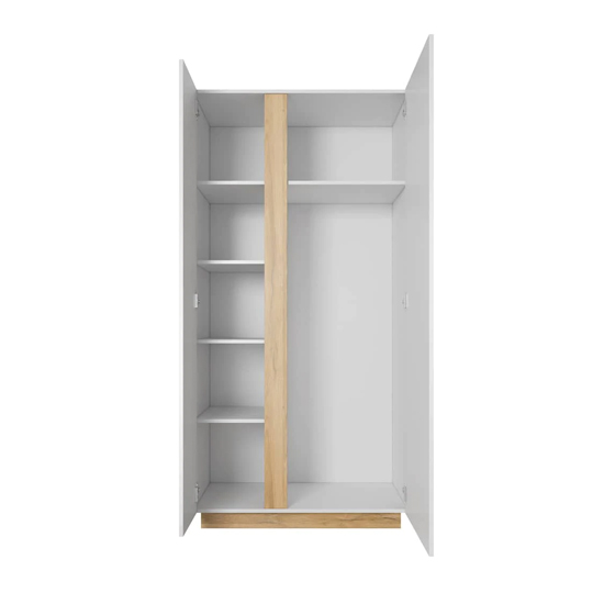 Alaro High Gloss Wardrobe With 2 Hinged Doors In White