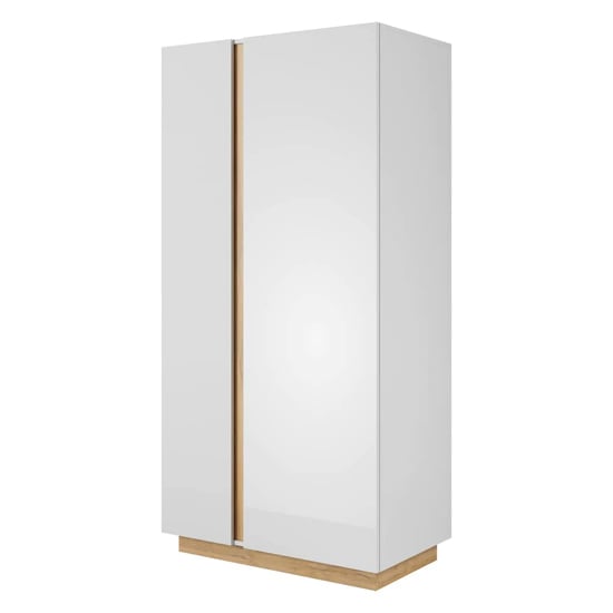 Product photograph of Alaro High Gloss Wardrobe With 2 Hinged Doors In White from Furniture in Fashion