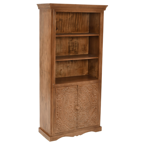 Alaro Solid Mangowood Large Bookcase In Oak