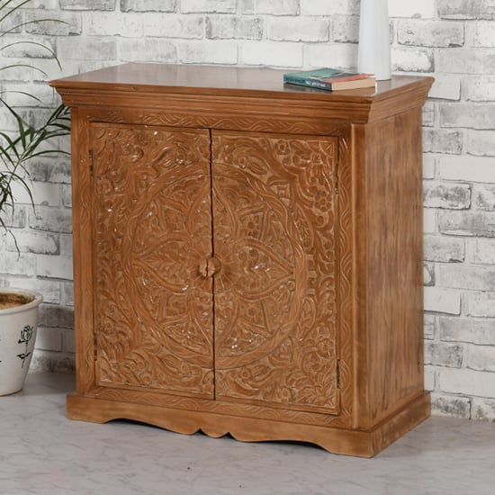 Product photograph of Alaro Solid Mangowood Sideboard With 2 Doors In Oak from Furniture in Fashion
