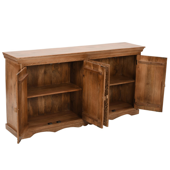 Alaro Solid Mangowood Sideboard With 4 Doors In Oak