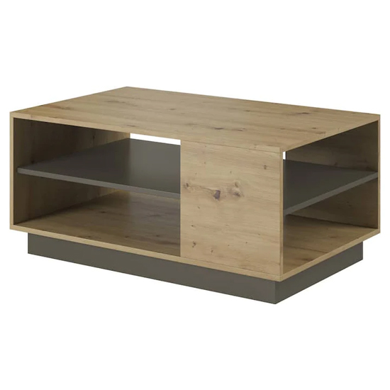 Product photograph of Alaro Wooden Coffee Table In Artisan Oak With Undershelf from Furniture in Fashion
