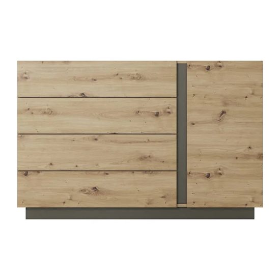 Alaro Wooden Sideboard With 1 Door 4 Drawers In Artisan Oak