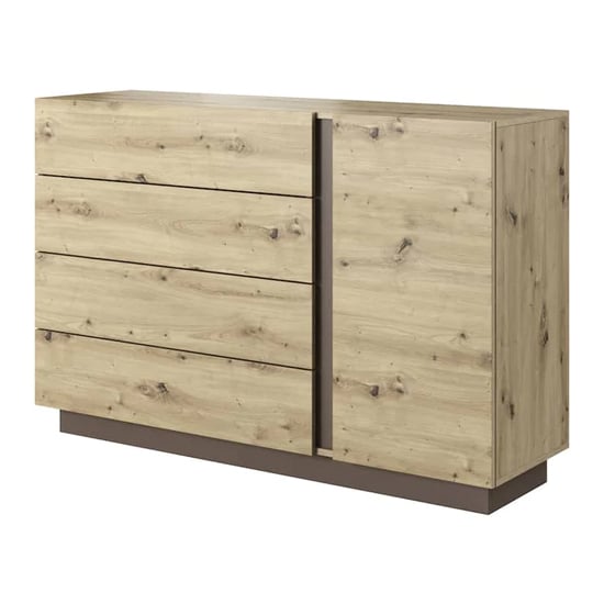 Product photograph of Alaro Wooden Sideboard With 1 Door 4 Drawers In Artisan Oak from Furniture in Fashion