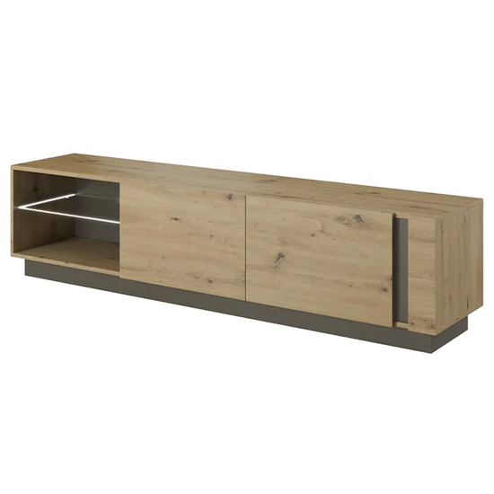 Read more about Alaro wooden tv stand with 2 doors in artisan oak and led