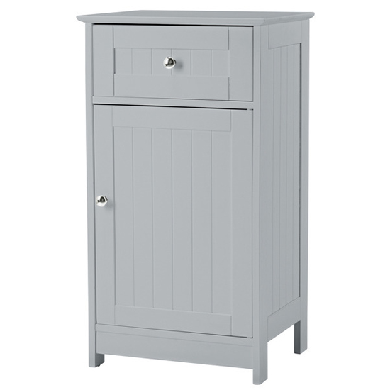 Read more about Alaskan low wooden bathroom storage cabinet in grey