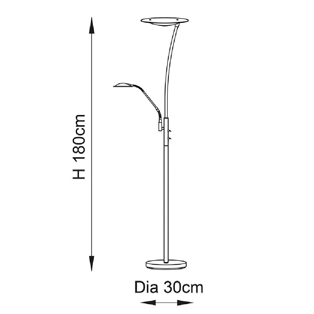 Alassio Glass LED Floor Lamp In Antique Brass