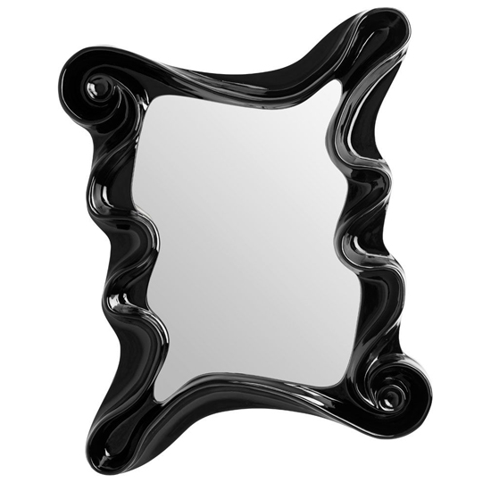 Photo of Alatia wall bedroom mirror in black high gloss frame
