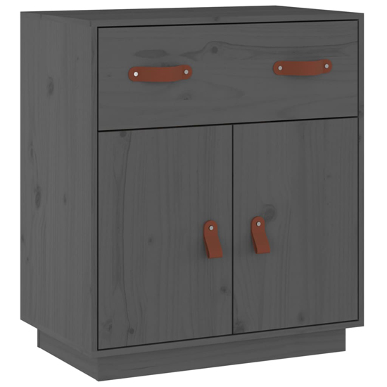 Alawi Pine Wood Sideboard With 2 Doors 1 Drawer In Grey