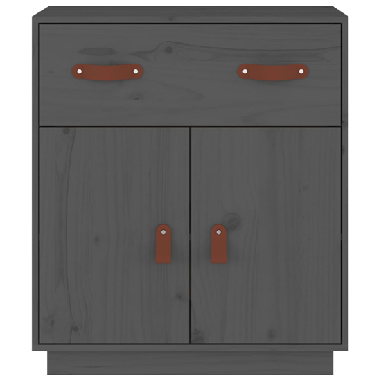 Alawi Pine Wood Sideboard With 2 Doors 1 Drawer In Grey