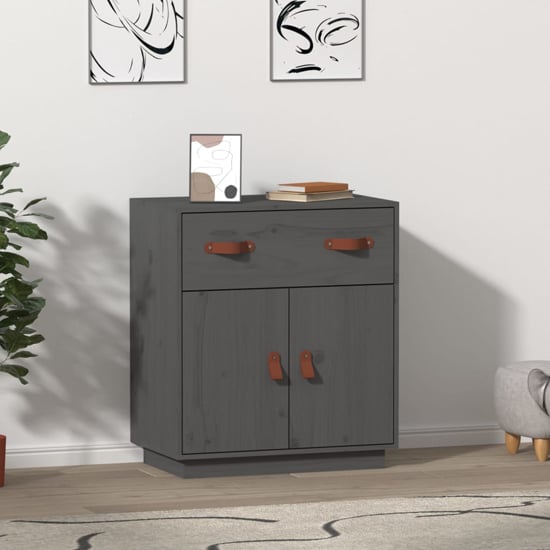 Read more about Alawi pine wood sideboard with 2 doors 1 drawer in grey