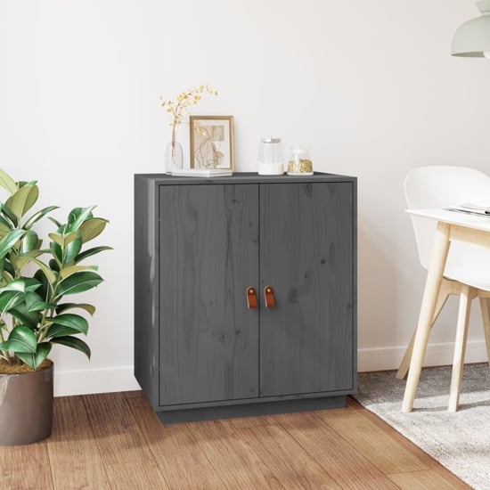 Photo of Alawi pine wood sideboard with 2 doors in grey