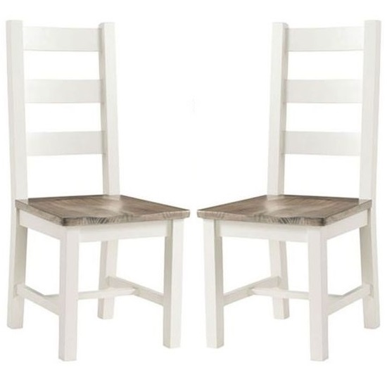 Product photograph of Alaya Ladderback Style Dining Chair In Stone White In A Pair from Furniture in Fashion