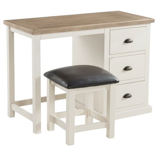 Product photograph of Alaya Dressing Table With Stool In Stone White Finish from Furniture in Fashion