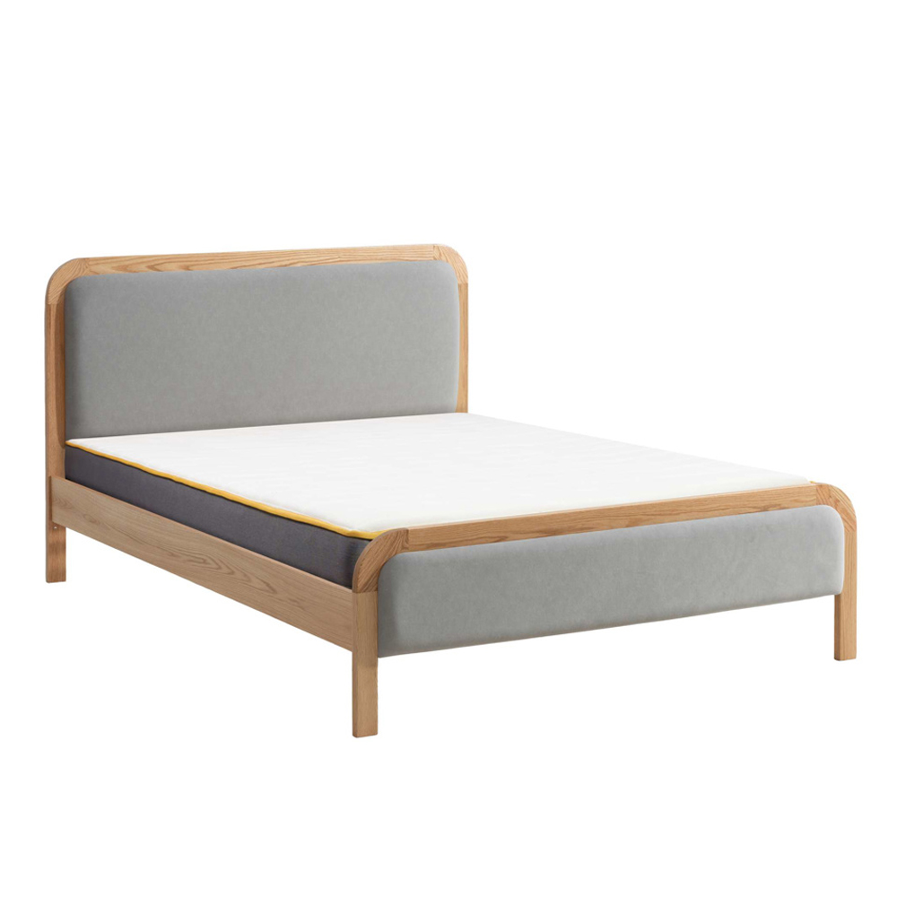 Alaya Fabric Double Bed in Oak