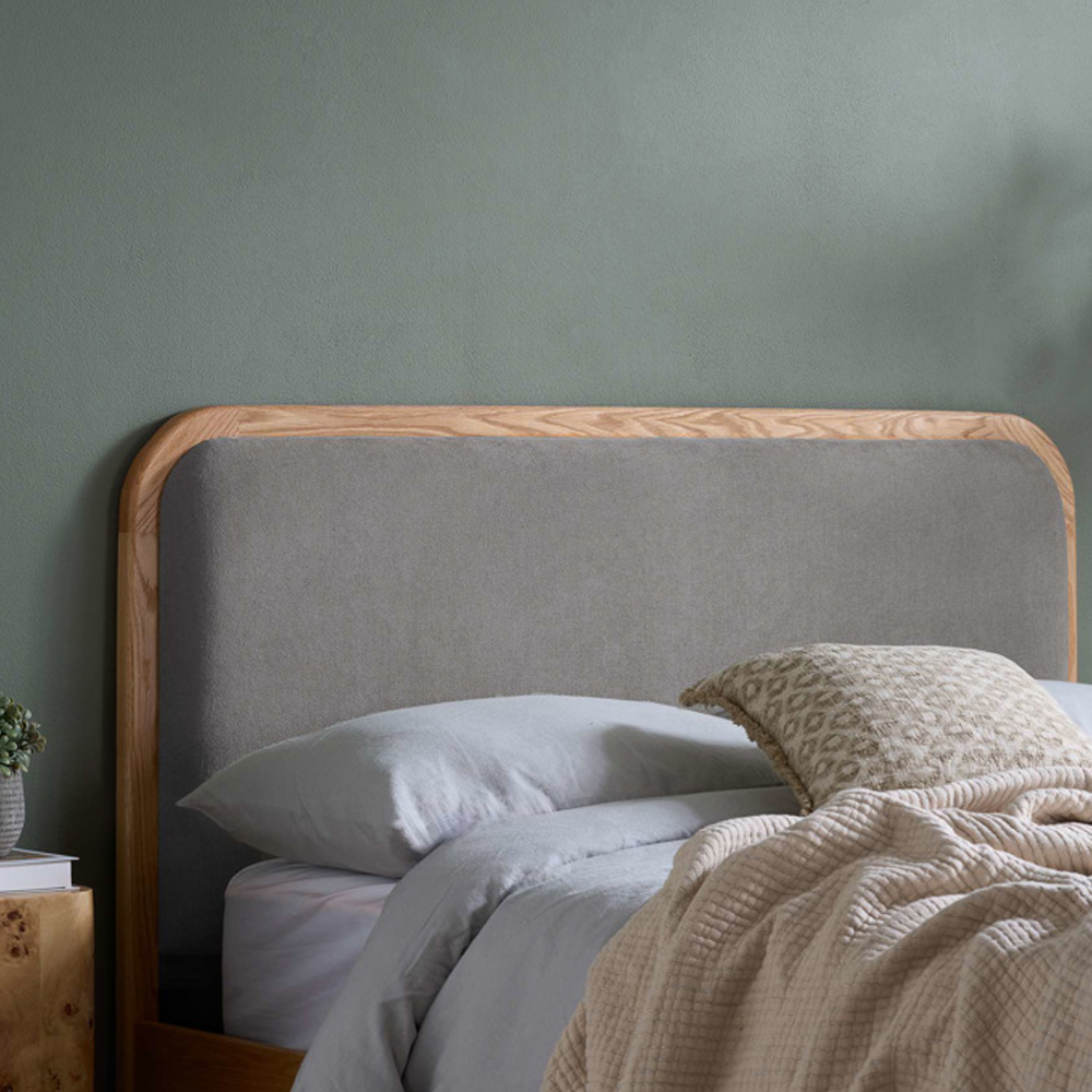 Alaya Fabric Double Bed in Oak