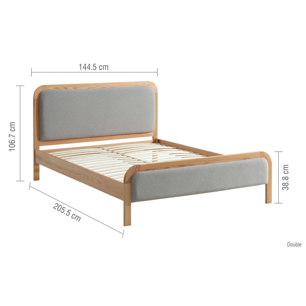 Alaya Fabric Double Bed in Oak