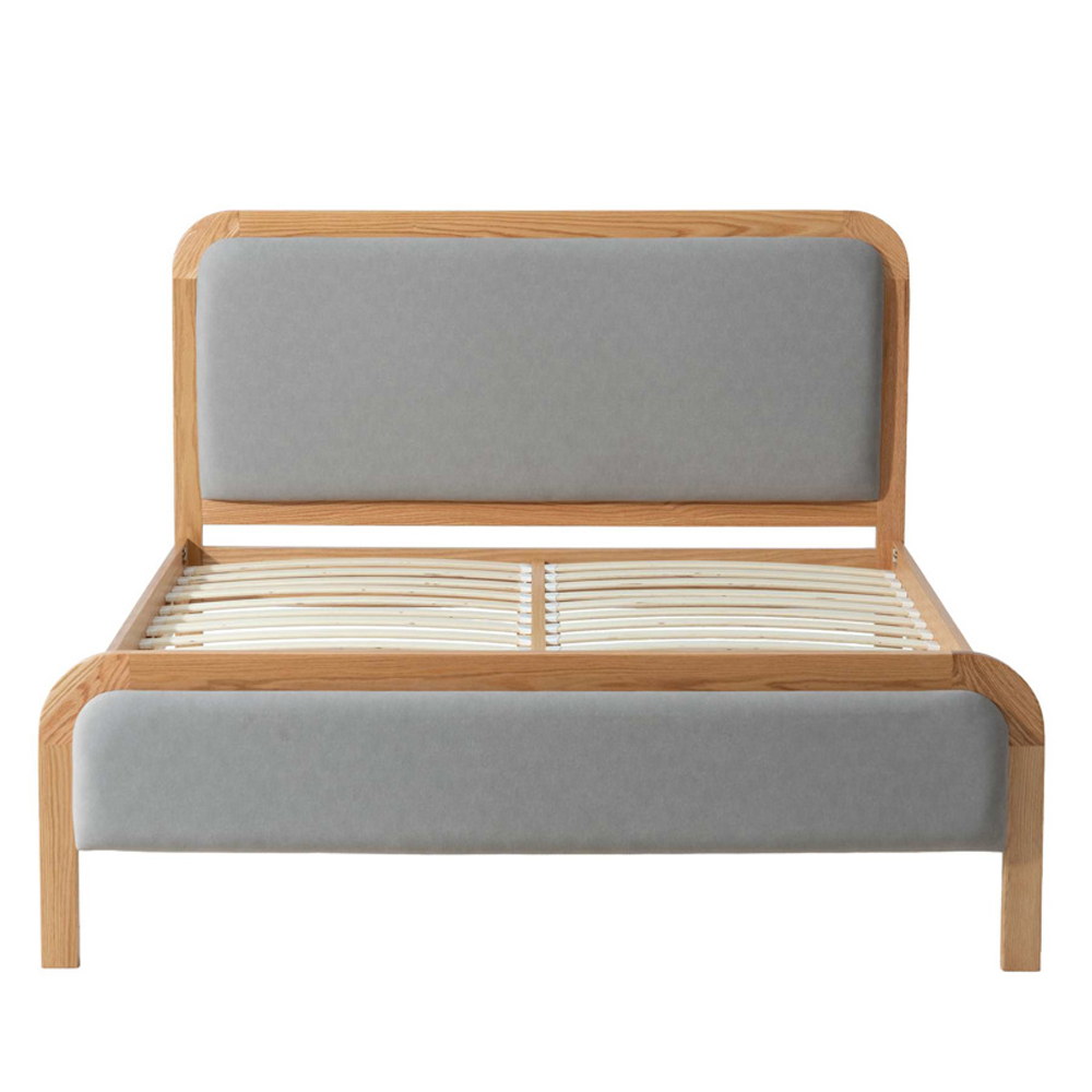 Alaya Fabric King Size Bed in Oak