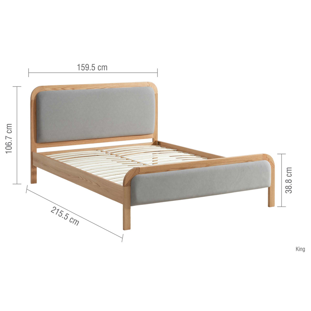 Alaya Fabric King Size Bed in Oak
