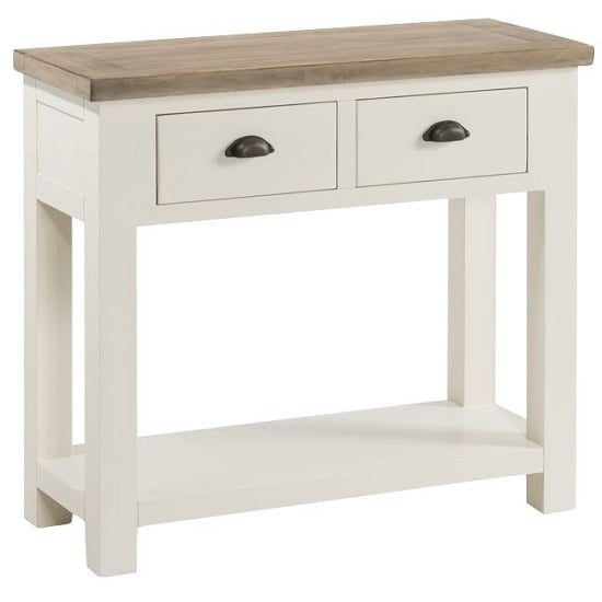 Read more about Alaya large console table in stone white finish