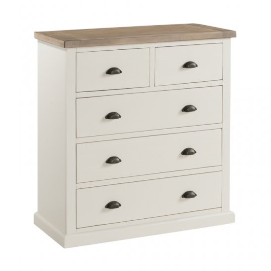 Alaya Tall Chest Of Drawers In Stone White Finish