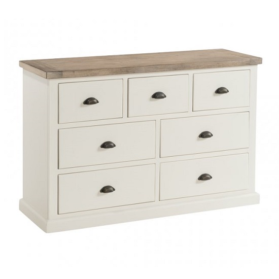 Photo of Alaya wide chest of drawers in stone white finish