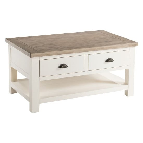Alaya Wooden Coffee Table In Stone White Finish