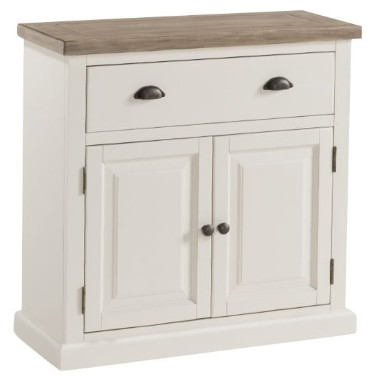Alaya Wooden Compact Sideboard In Stone White Finish