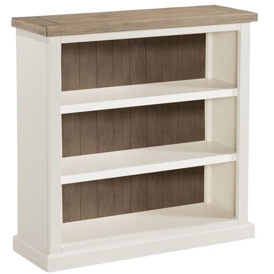 Product photograph of Alaya Wooden Low Bookcase In Stone White Finish from Furniture in Fashion