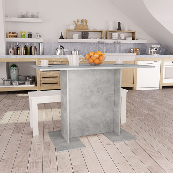 Alayka Rectangular Wooden Dining Table In Concrete Effect