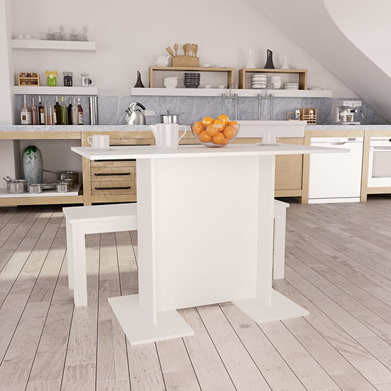 Alayka Rectangular Wooden Dining Table In White