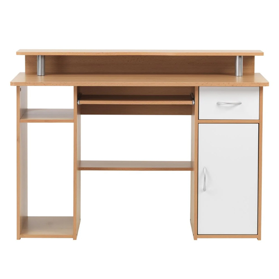 Alban Wooden Computer Desk In Beech And White_3