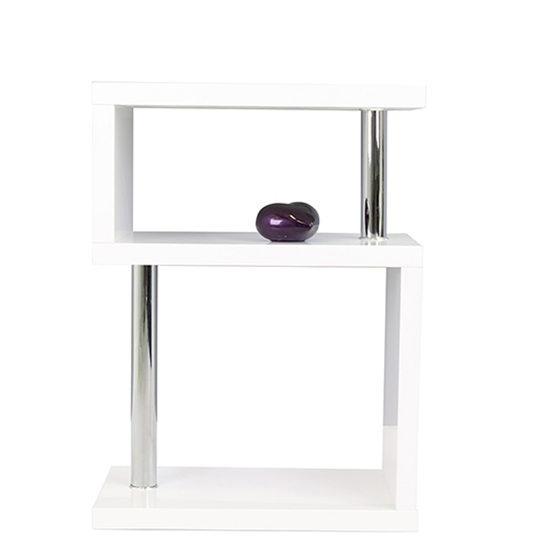 Albania High Gloss 3 Tiers Shelving Unit In White_2