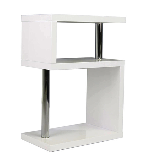 Albania High Gloss 3 Tiers Shelving Unit In White_3