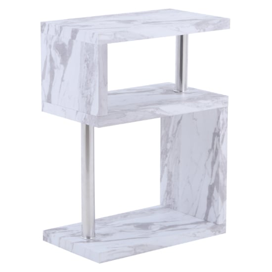 Albania High Gloss 3 Tiers Shelving Unit In Grey Marble Effect